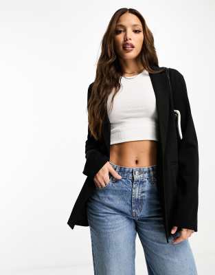 ASOS DESIGN Tall – Svart, slouchy kavaj i jersey - view 1