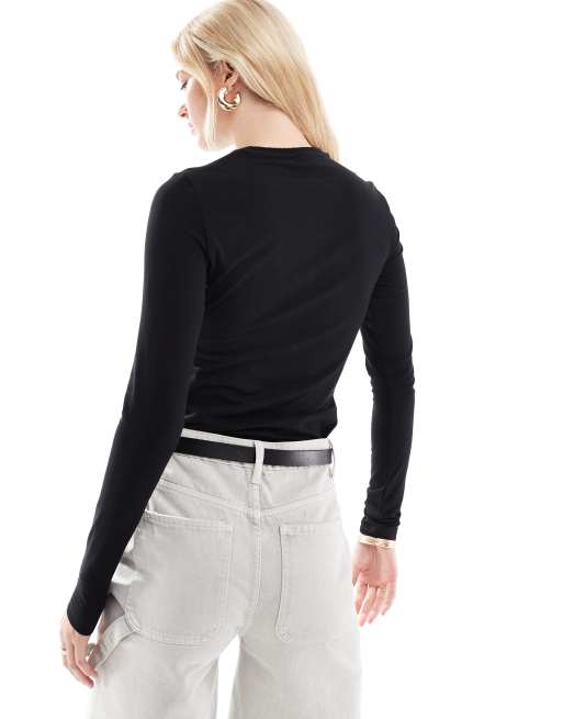 ASOS DESIGN Tall – Svart, smal t-shirt med långa ärmar, 3 av 4
