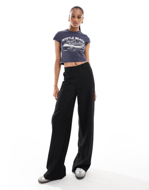 ASOS DESIGN Tall – Svarta, avslappnade byxor i dad-modell med 5 fickor - view 1