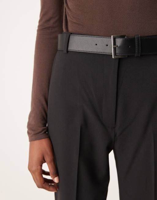 ASOS DESIGN Tall – Svarta, figursydda, raka byxor med skärp och smal passform, 5 av 5