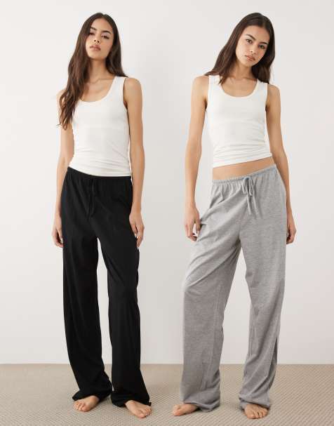 ASOS DESIGN Tall – Svarta och grå pyjamasbyxor, 2-pack - view 1
