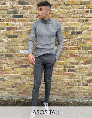 ASOS DESIGN Tall – Svarta super skinny finbyxor