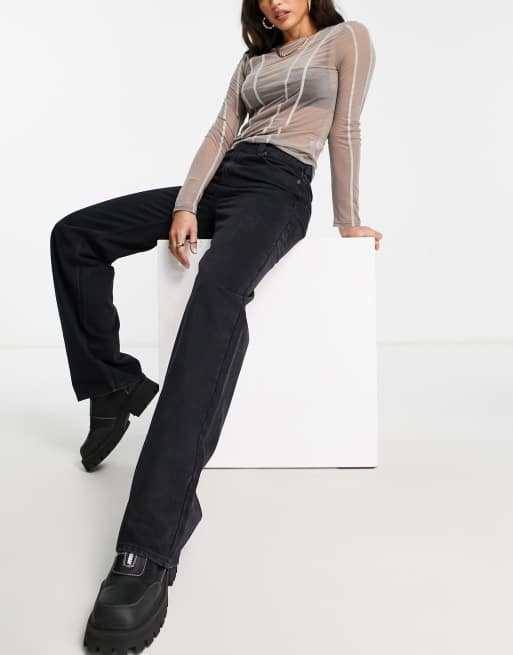 ASOS DESIGN Tall – Svarta, tvättade dad jeans med vida ben, 4 av 4