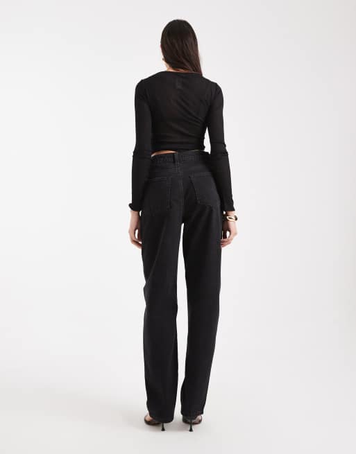 ASOS DESIGN Tall – Svarta, tvättade jeans i slim fit med barrelben, 2 av 5