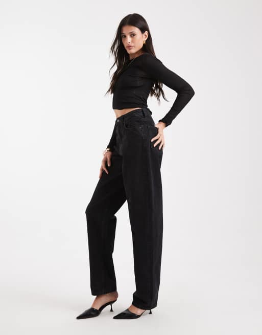 ASOS DESIGN Tall – Svarta, tvättade jeans i slim fit med barrelben, 3 av 5