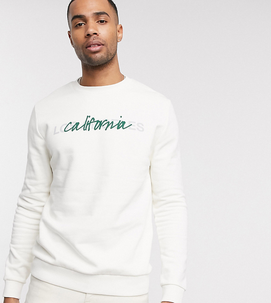 ASOS DESIGN Tall sweatshirt in white with california city print
