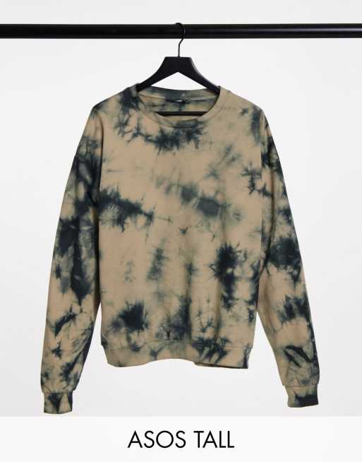ASOS DESIGN Tall – Sweatshirt mit gebleichter Batikoptik, Kombiteil