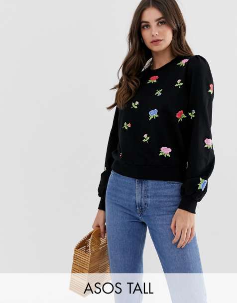 ASOS DESIGN Tall sweatshirt with floral embroidery