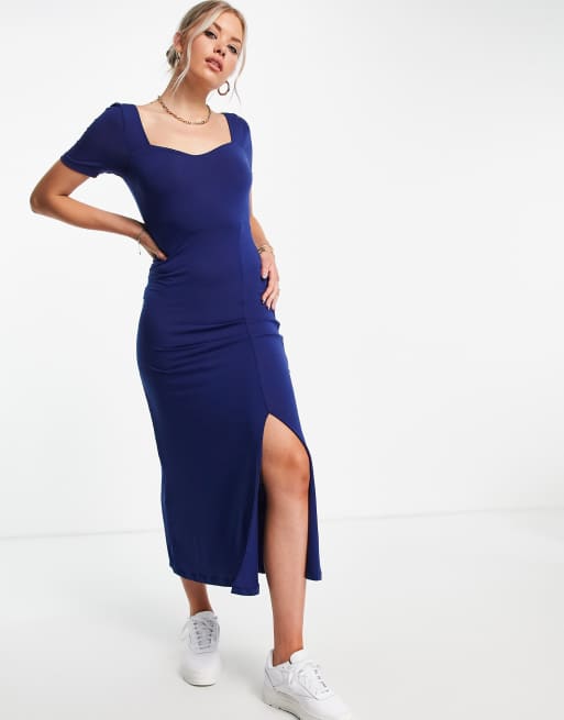 ASOS DESIGN square neck midi bodycon dress