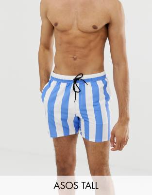 blue and white striped swim shorts