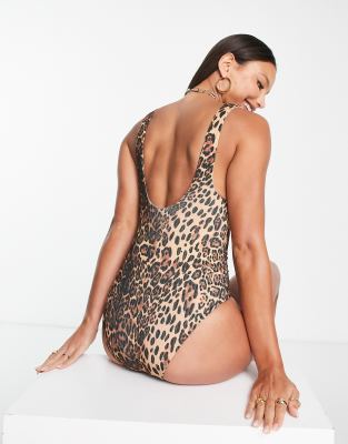 asos leopard print swimsuit