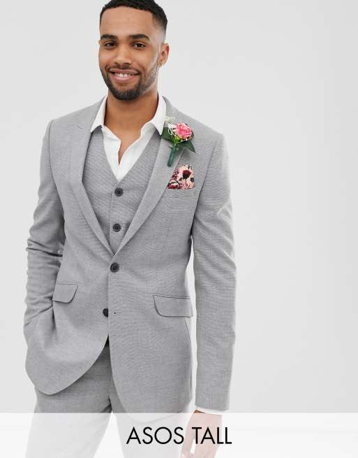 ASOS DESIGN Tall – Szary teksturowany garnitur ślubny o obcisłym kroju, 2 z 4