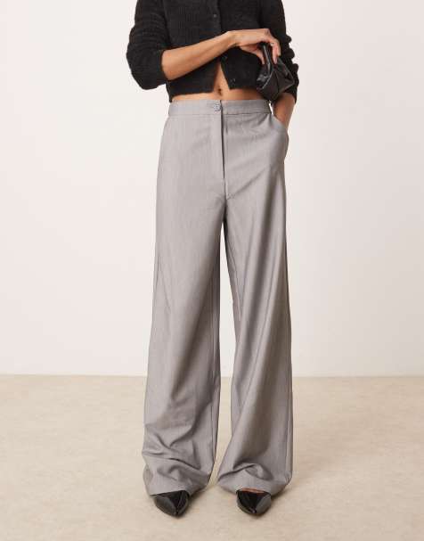 ASOS DESIGN Tall tailored relaxed straight leg trousers in grey
