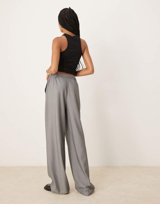ASOS DESIGN Tall – Szare luźne eleganckie spodnie z prostymi nogawkami, 2 z 5