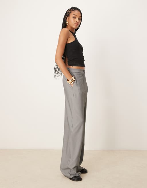 ASOS DESIGN Tall – Szare luźne eleganckie spodnie z prostymi nogawkami, 3 z 5
