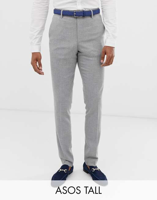 ASOS DESIGN Tall – Szary teksturowany garnitur ślubny o obcisłym kroju, 3 z 4