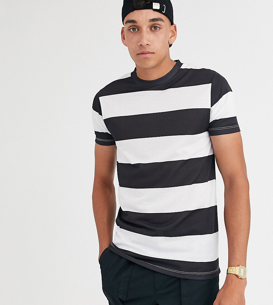 ASOS DESIGN Tall - T-shirt bianca e nera a righe larghe-Multicolore