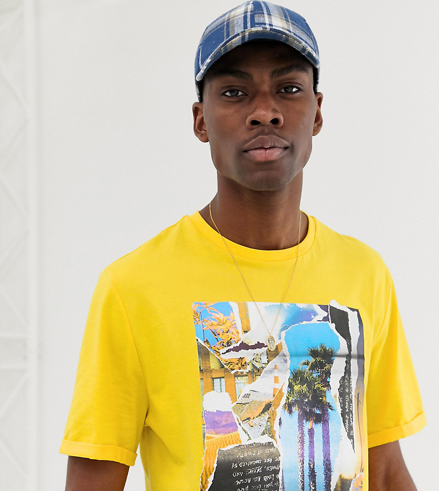 ASOS DESIGN Tall - T-shirt comoda con stampa fotografica e maniche con risvolto-Giallo