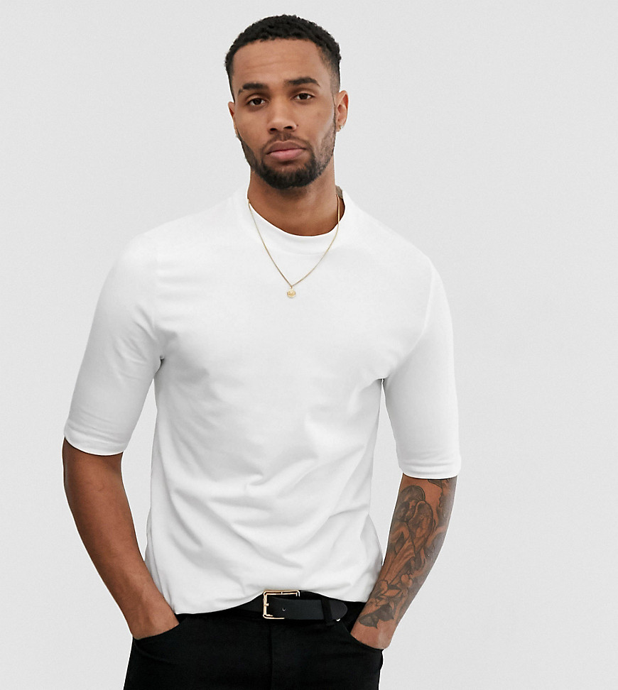 ASOS DESIGN Tall - T-shirt elegante organica slim bianca-Bianco