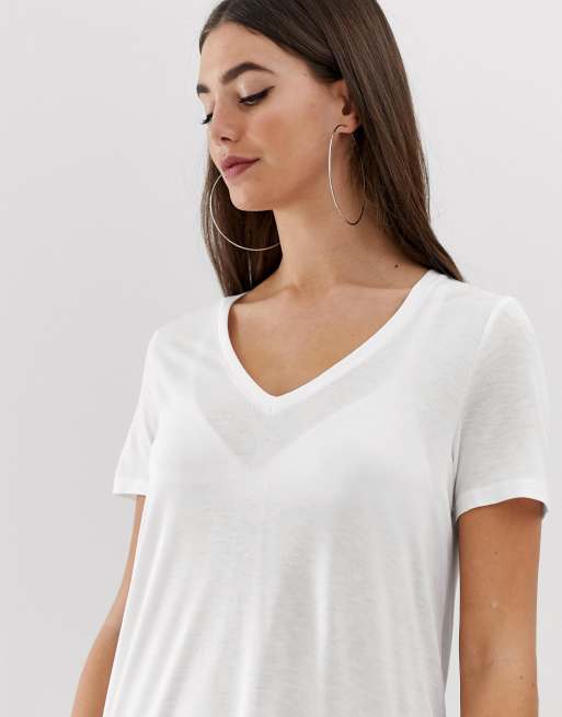 ASOS DESIGN Tall T shirt vas col V Blanc ASOS