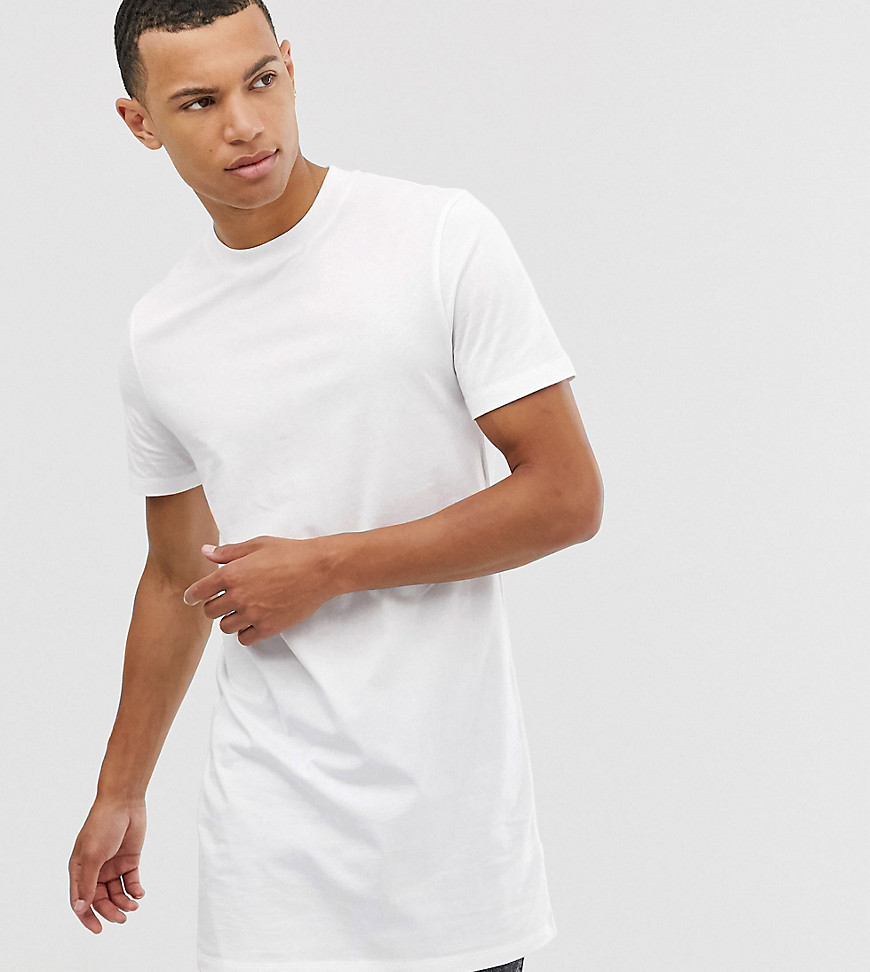 ASOS DESIGN Tall - T-shirt girocollo bianca extra lunga-Bianco