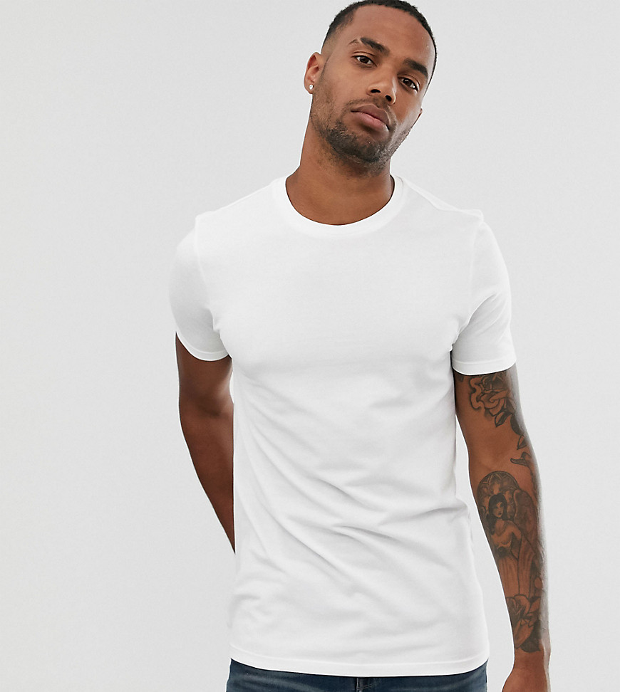 ASOS DESIGN Tall - T-shirt girocollo bianca in piqué organico-Bianco
