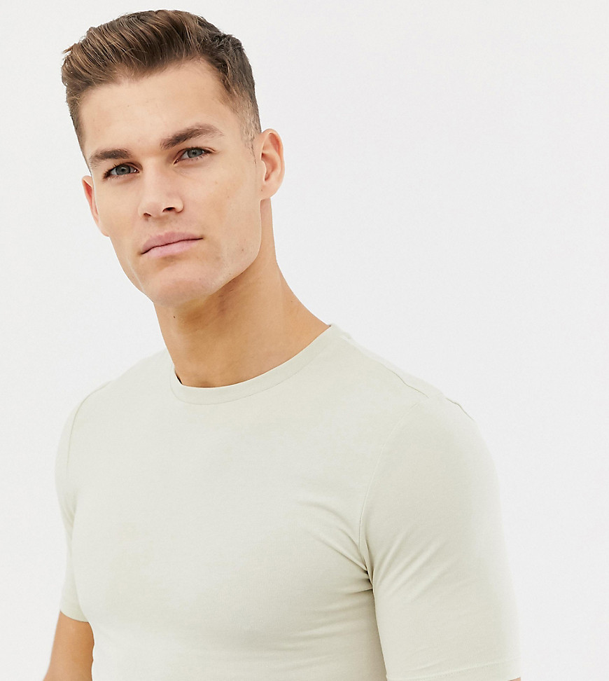 ASOS DESIGN Tall - T-shirt girocollo lunga attillata beige elasticizzata
