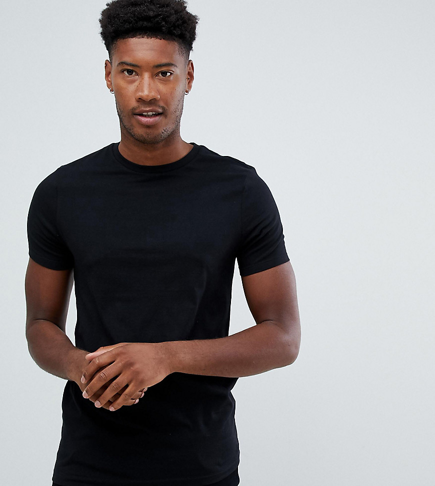 ASOS DESIGN Tall - T-shirt girocollo organica attillata nera-Nero