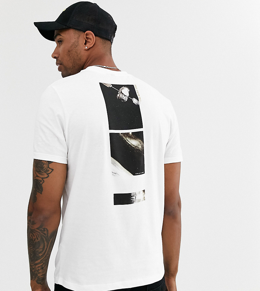 ASOS DESIGN Tall - T-shirt in cotone organico con stampa lungo la spina dorsale e scritta luminosa-Bianco