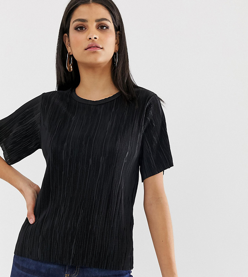 ASOS DESIGN Tall t-shirt in plisse-Black