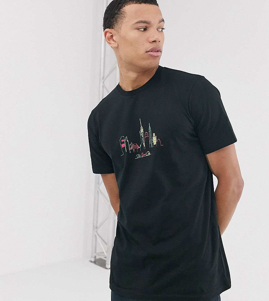 ASOS DESIGN Tall - T-shirt met skyline-print-Zwart