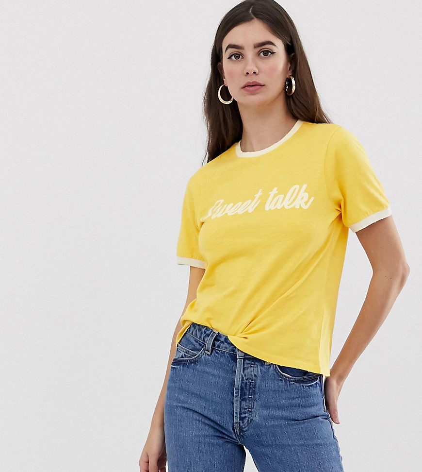 ASOS DESIGN Tall - T-shirt met 'sweet talk'-print-Geel