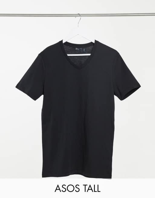 ASOS DESIGN Tall - T-shirt nera con scollo a V