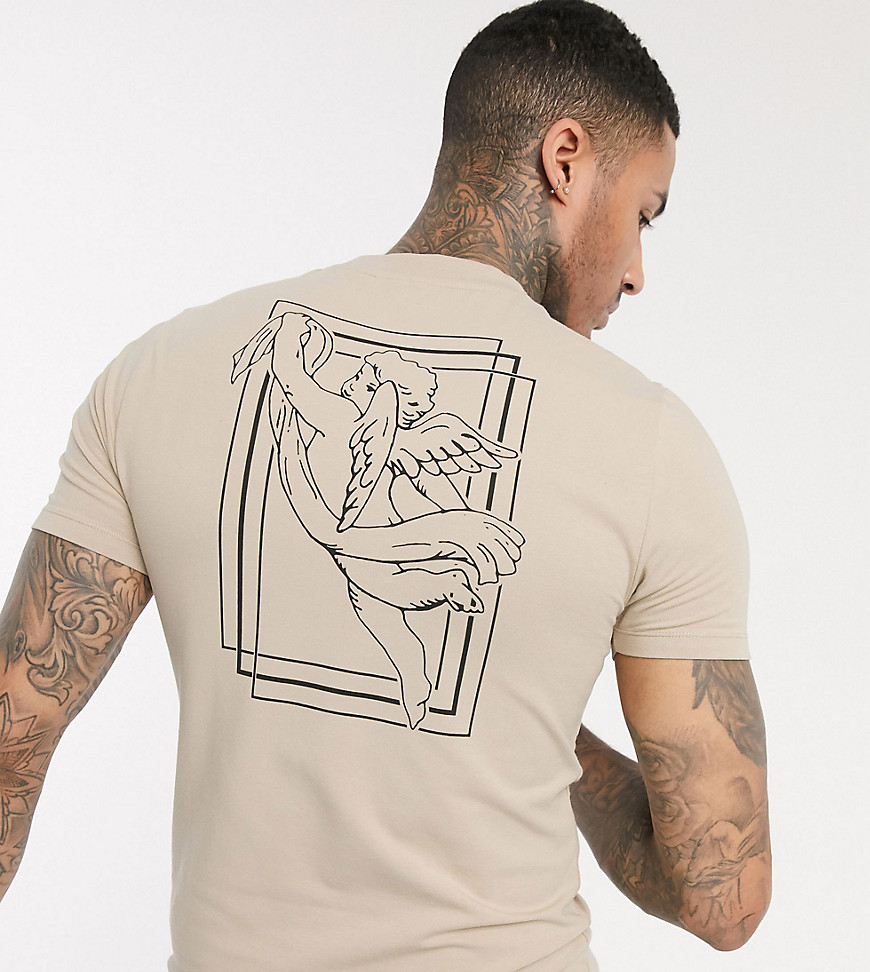 ASOS DESIGN Tall - T-shirt skinny in cotone organico beige con cherubino sul retro