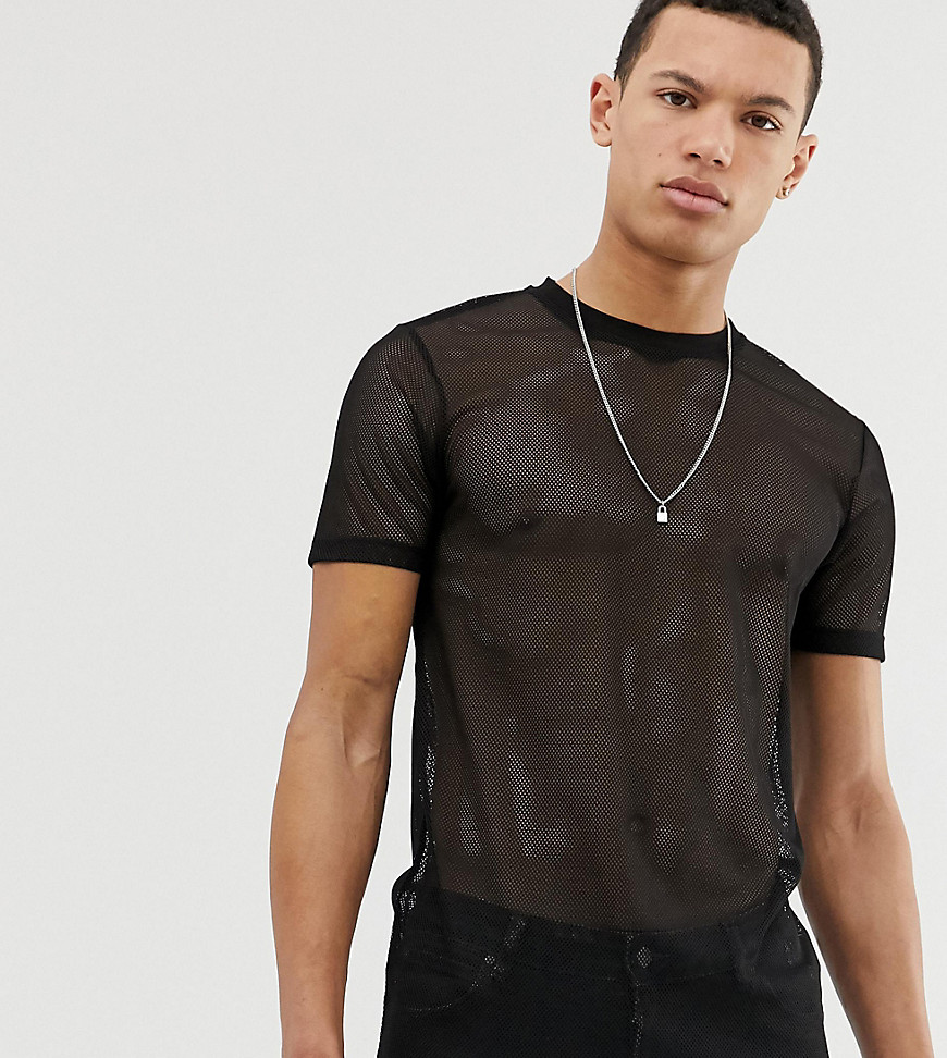 ASOS DESIGN Tall - T-shirt van mesh in zwart