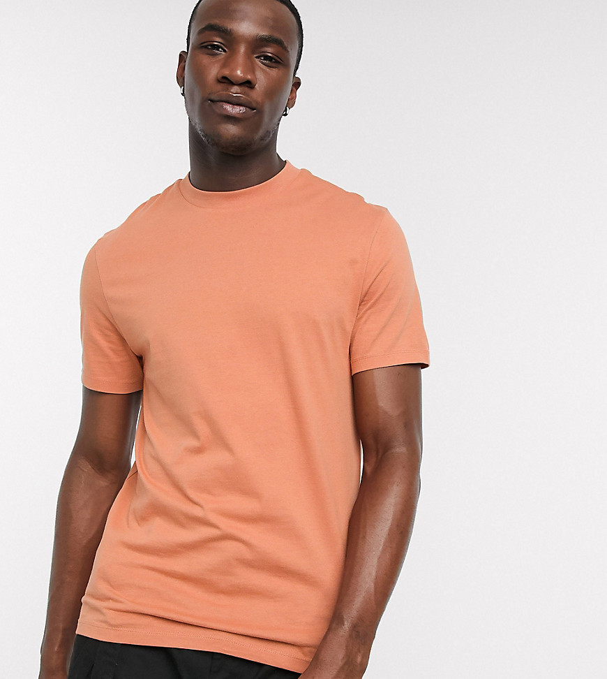 ASOS DESIGN Tall - T-shirt van organisch katoen met ronde hals in oranje