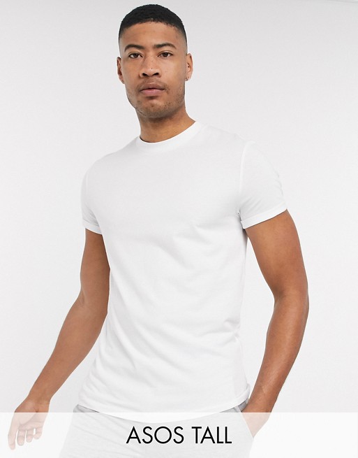 ASOS DESIGN Tall t-shirt with crew neck and roll sleeve in white