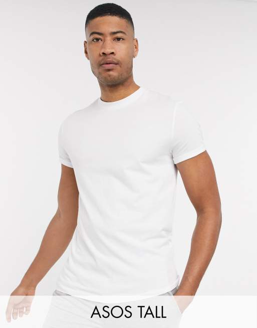 ASOS DESIGN t-shirt with neck and roll sleeve in white ASOS