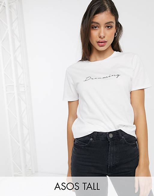 ASOS DESIGN Tall t-shirt with dreaming slogan in organic cotton | ASOS
