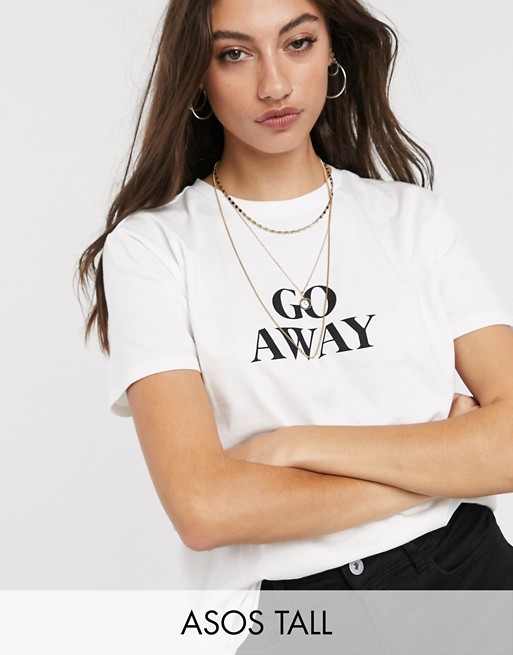 ASOS DESIGN Tall t-shirt with go away motif in organic cotton