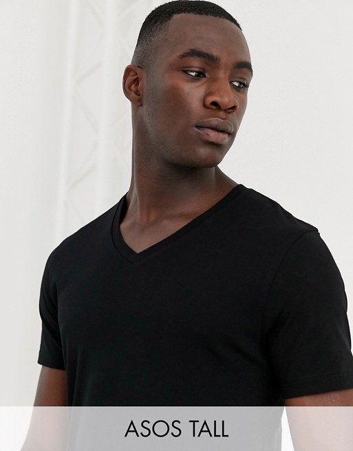 ASOS DESIGN Tall t-shirt with v neck in black