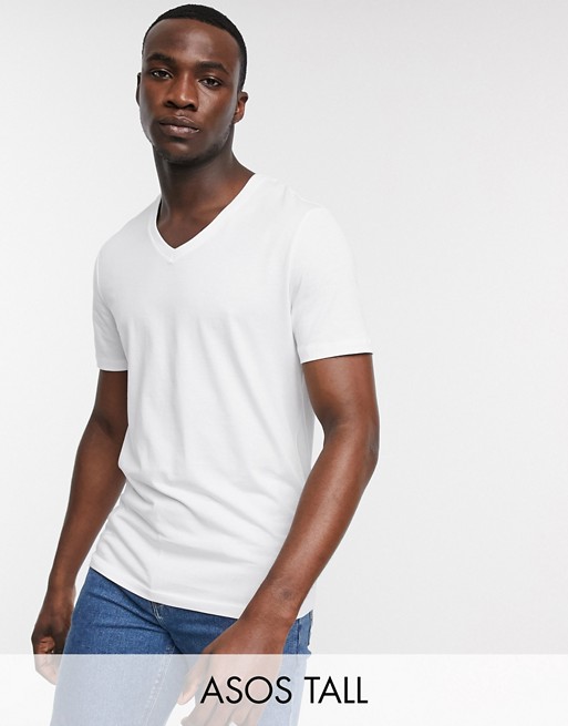 ASOS DESIGN Tall t-shirt with v neck in white