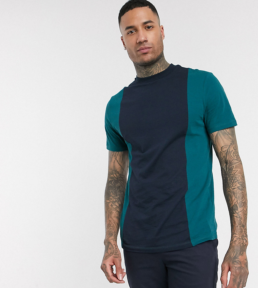 ASOS DESIGN Tall t-shirt with vertical panel in dark green