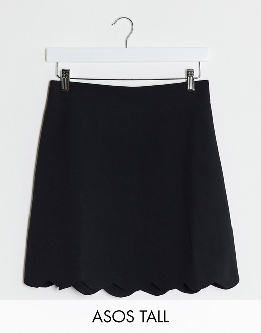 ASOS DESIGN Tall tailored a-line mini skirt with scallop hem