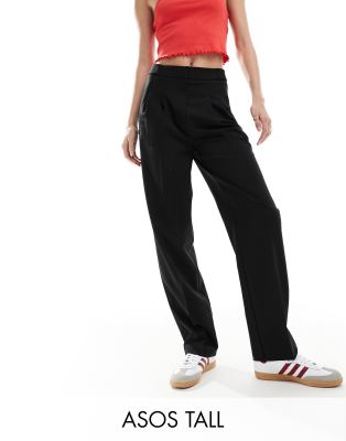 Tall tailored barrel leg pant in black