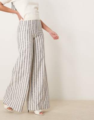 ASOS DESIGN Tall tailored boucle pants in blue stripe