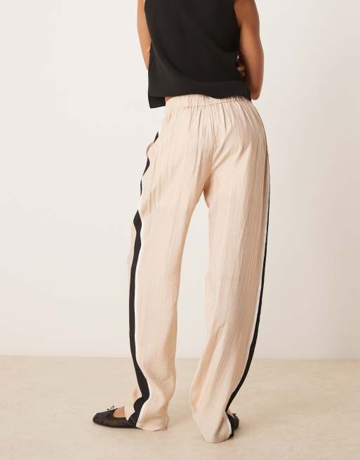 ASOS DESIGN Tall tailored contrast panel trousers in stone , 5 of 5