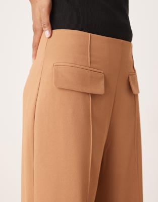 Asos Design Tailored Double Pocket Straight Leg Pants With Pleat Detail In Brown