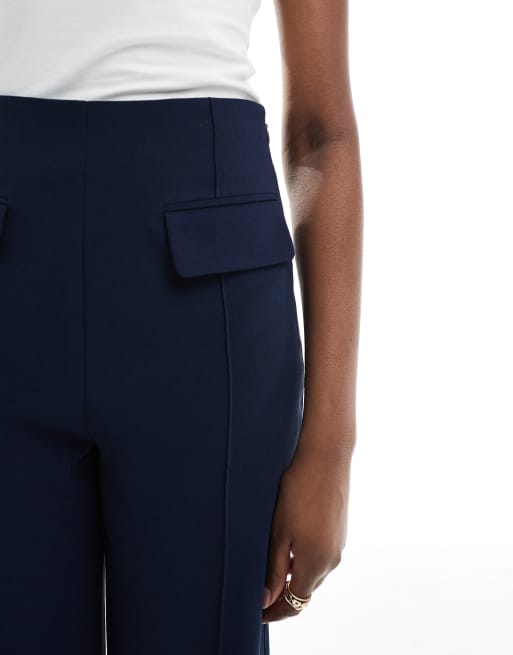 ASOS DESIGN Tall tailored double pocket seam detail pants in navy
