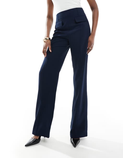 ASOS DESIGN Tall tailored double pocket seam detail pants in navy